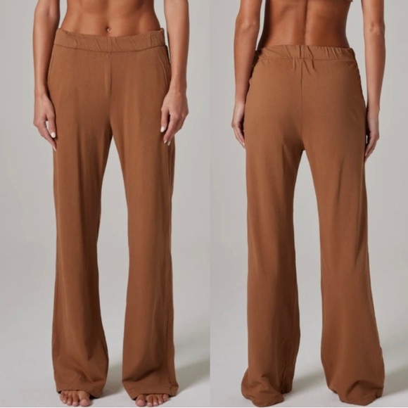 TALENTLESS Pants - Talentless French Terry Lounge Pants Brown Pull-on Relaxed Wide Flare Boot Leg
